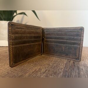 Adrian Klis Brown Bison Leather Bifold Wallet